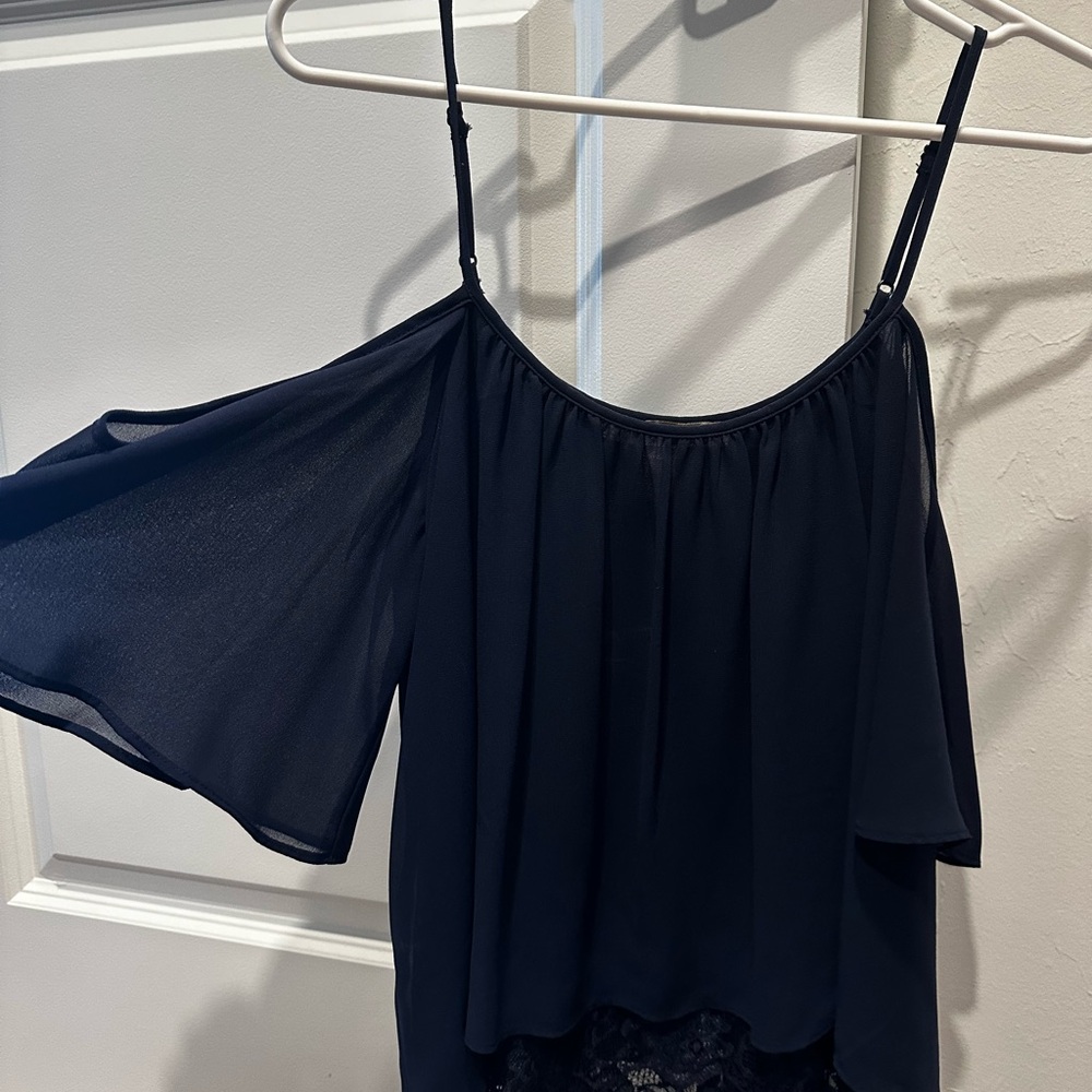 Forever 21 Navy Off-Shoulder Blouse